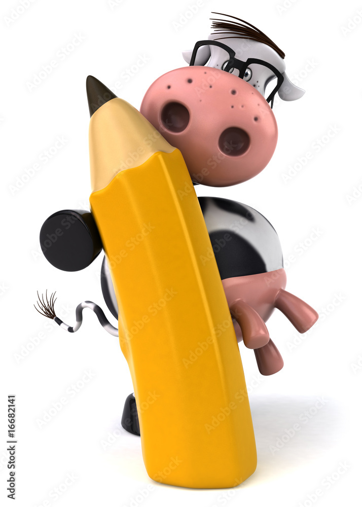 Fototapeta premium Vache avec un crayon