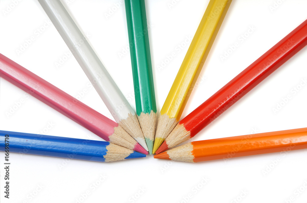 Set of colour pencils on white background Set of colour pencils on white background