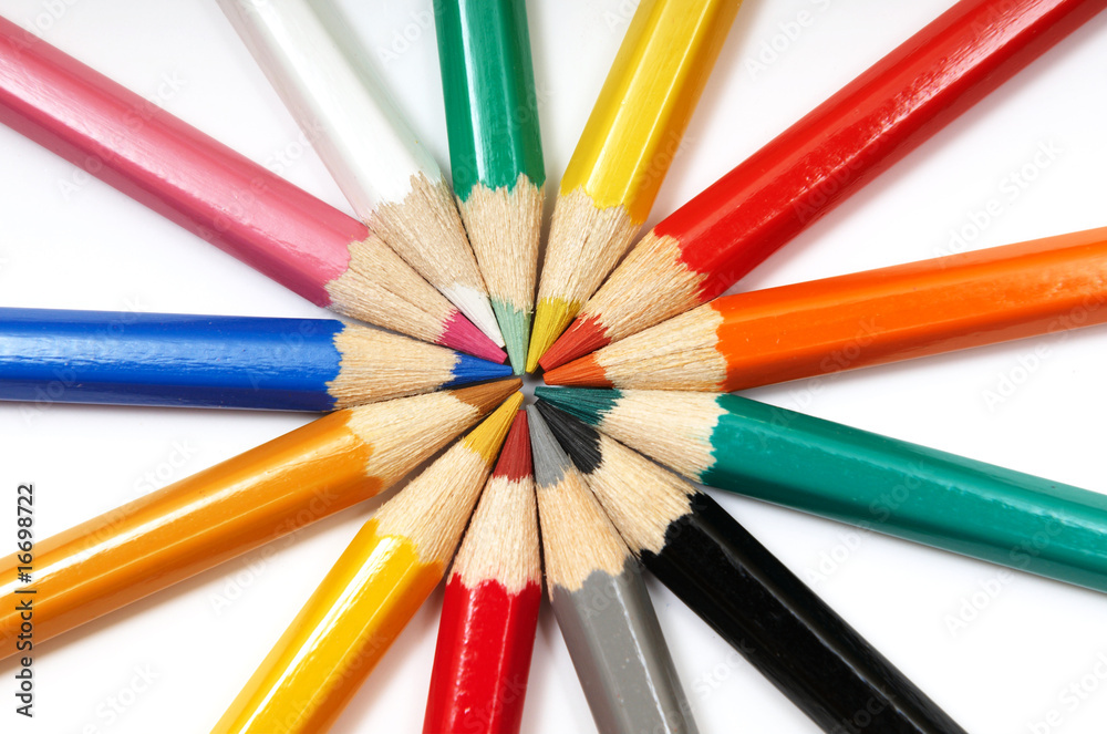 Set of colour pencils on white background Set of colour pencils on white background
