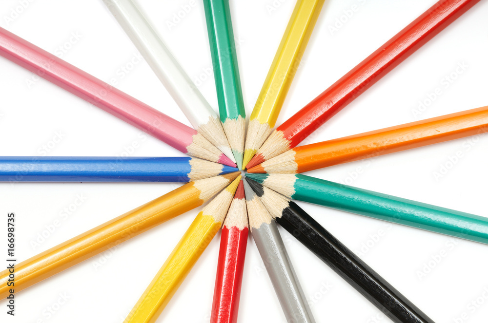 Set of colour pencils on white background Set of colour pencils on white background