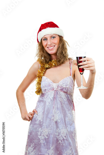 Girl in Santa hat