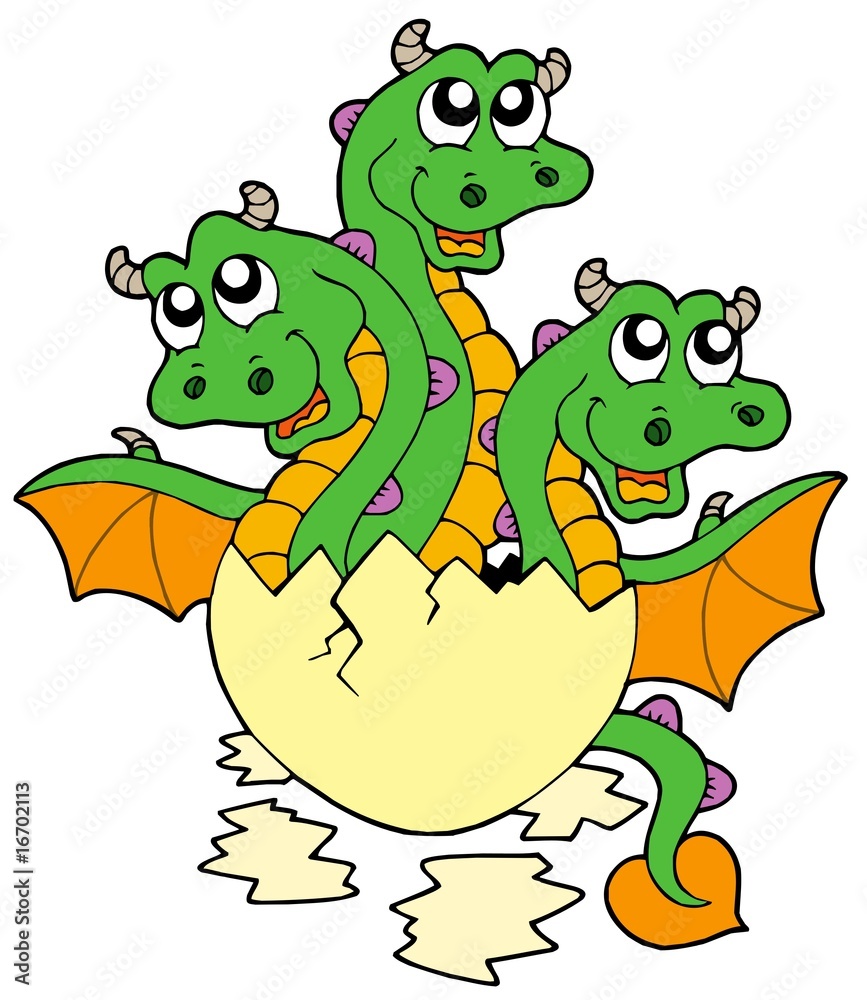 Little three headed dragon in egg Little three headed dragon in egg