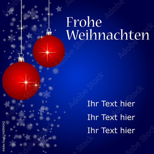 blaue weihnachtskarte- ihr text hier