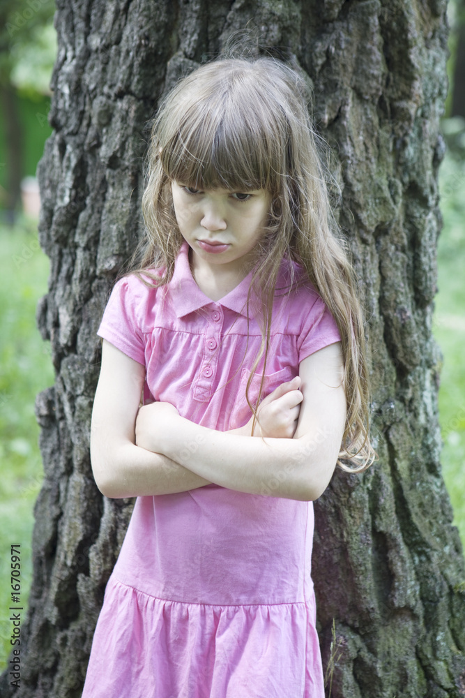 little cute angry girl seven years old standing at oaklll little cute angry girl seven years old standing at oaklll