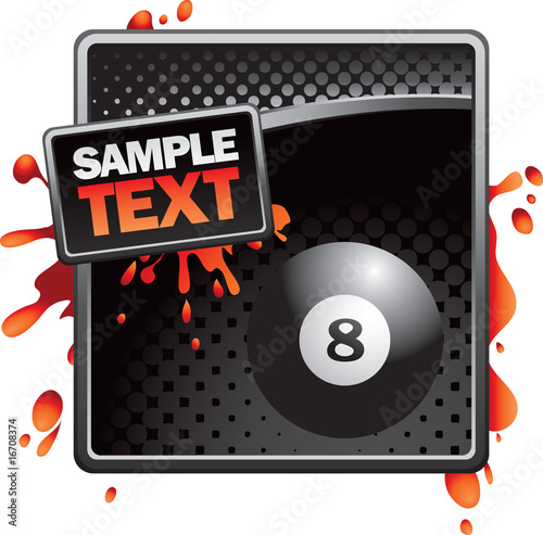 Eight ball on black halftone banner