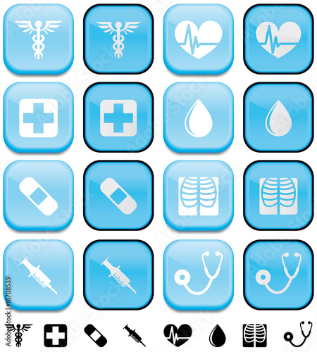 Medical buttons  with pushed effect Up and down button