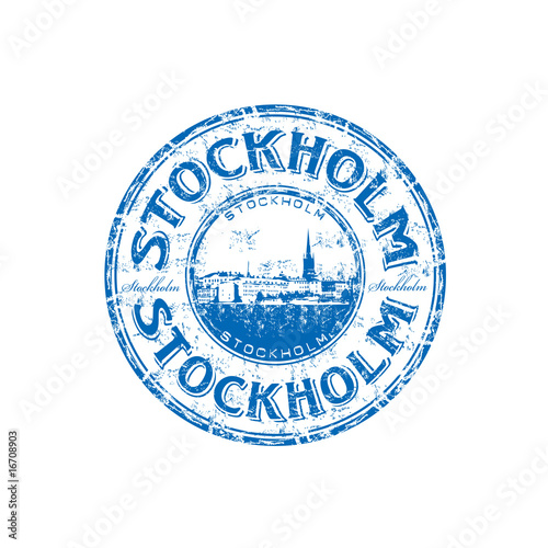 Canvas Print Stockholm blue grunge rubber stamp