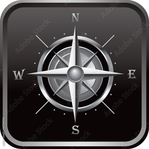 Canvas Print compass on black web button