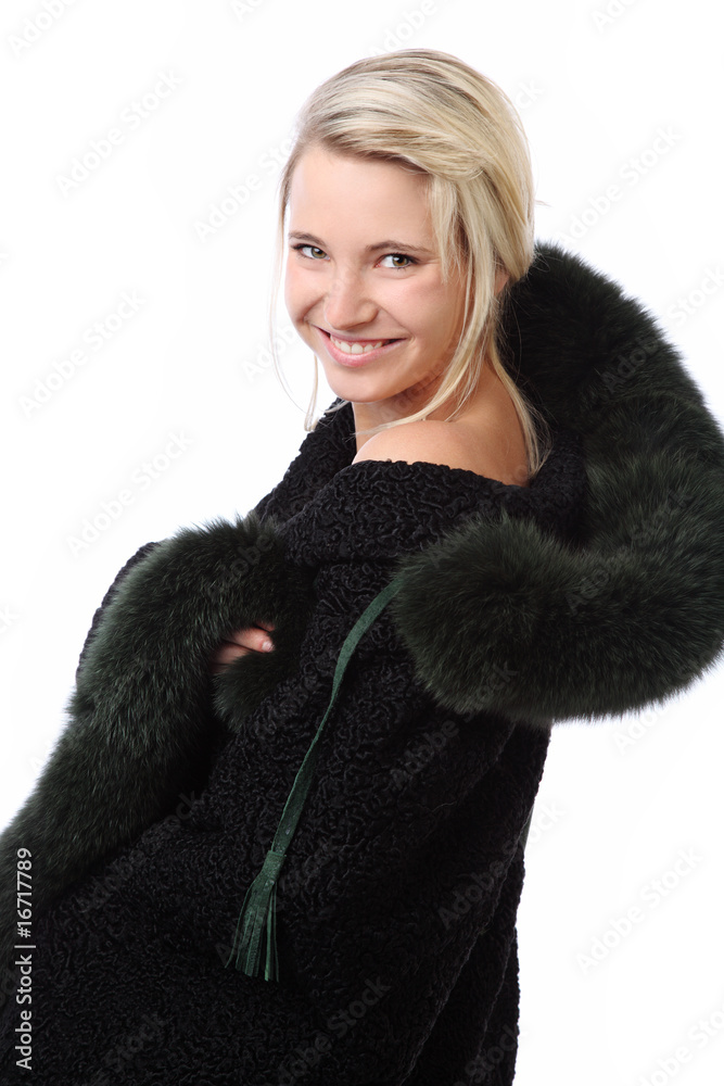 Frau mit Pelzjacke Frau mit Pelzjacke