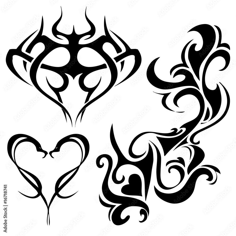 vector illustration tattoo design set