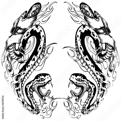 vector illustration snake tattoo collage (vector)