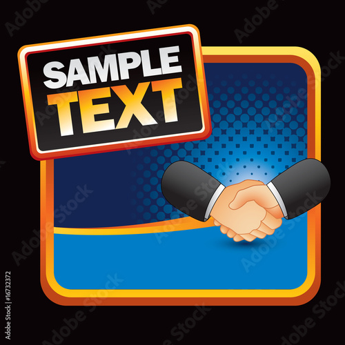 Business handshake on stylized banner