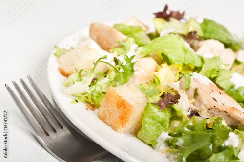 traditional caesar salad with chicken