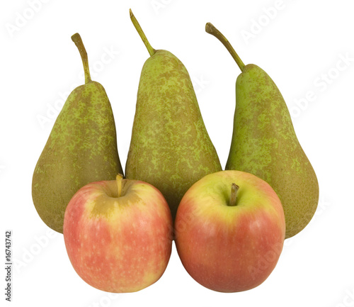 apples and pears isolated on white background