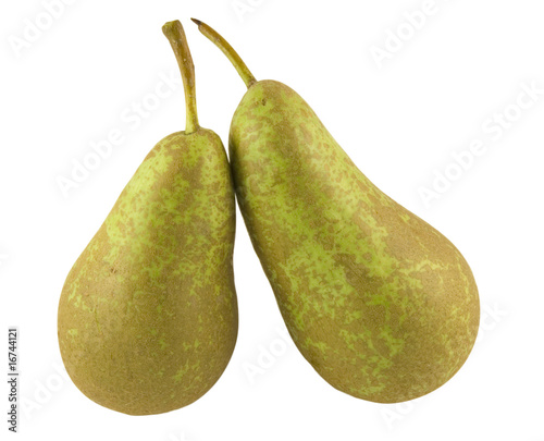 two english pears isolated on white background