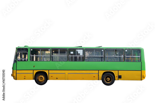 Green bus isolated on white background