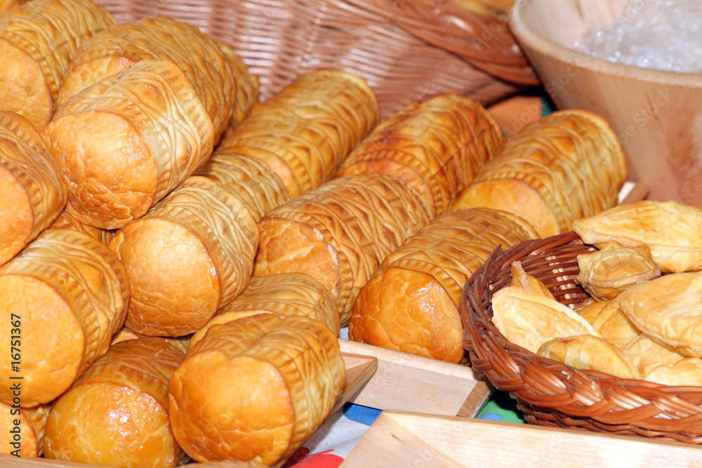 Traditional Polish smoked cheese known as oscypek at the market