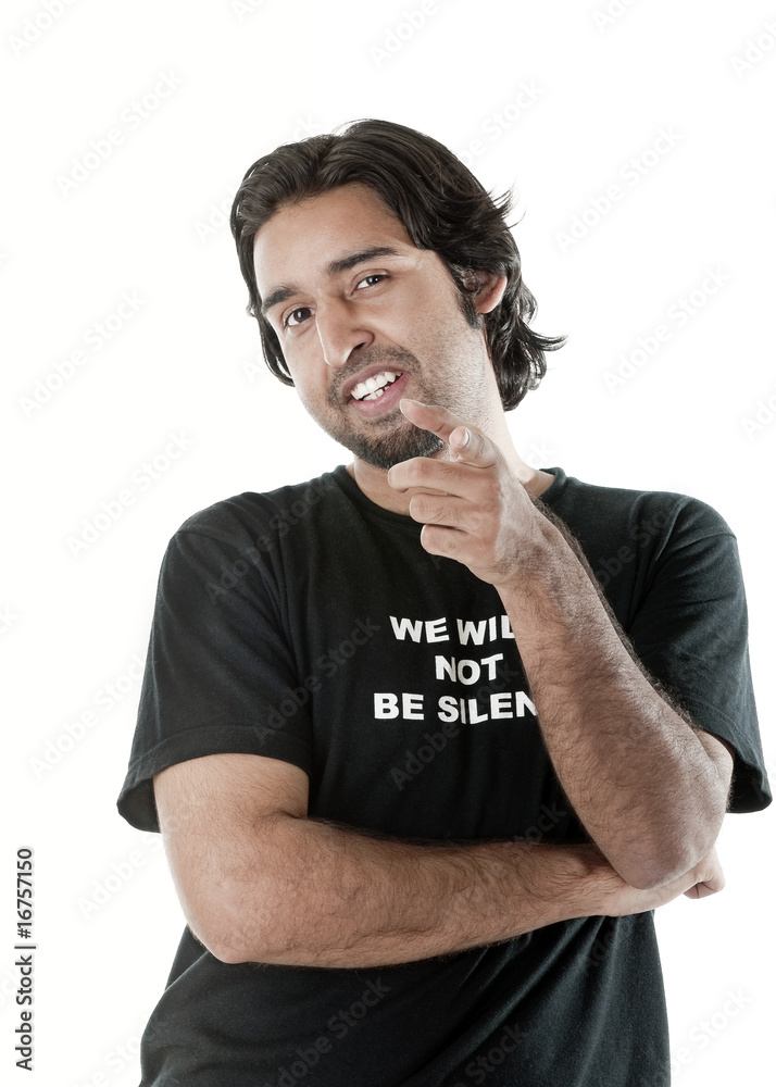 man points finger man points finger