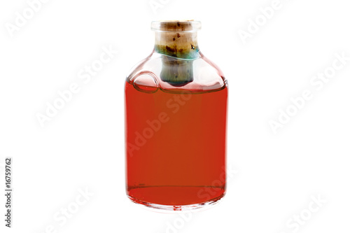 Red liquid in the bottle