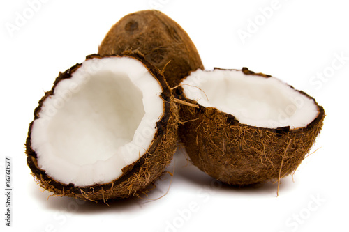 Fresh coconut on white isolated background