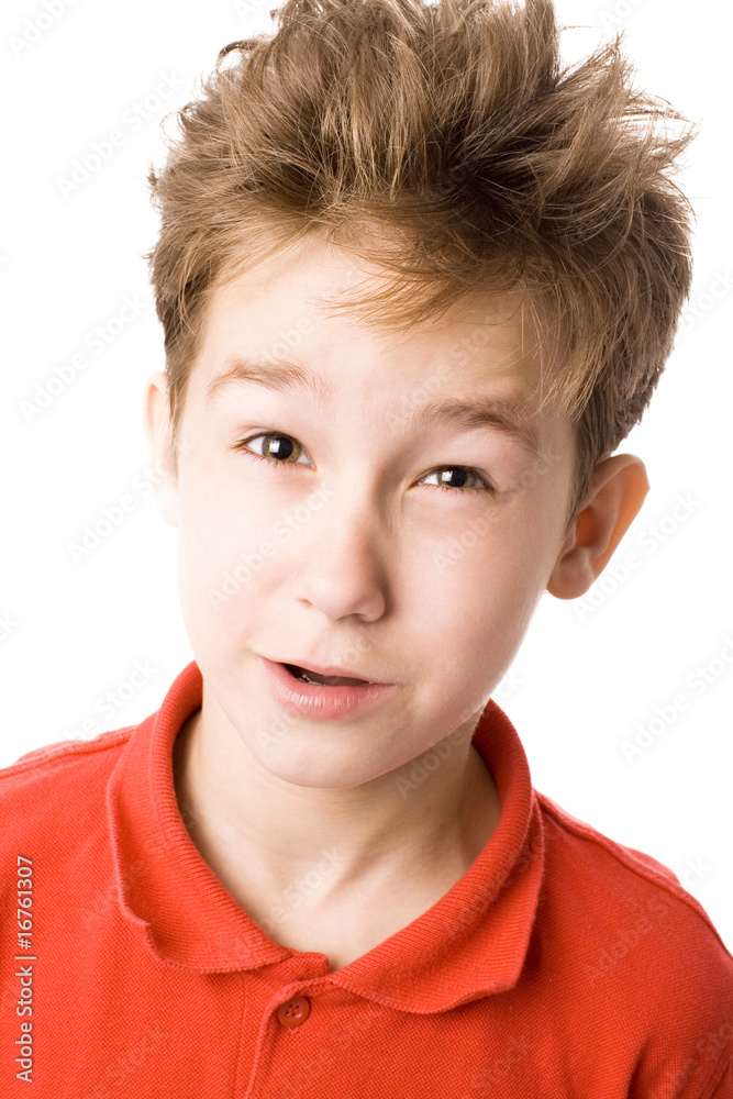 Portrait of wrinkled boy isolated on white Portrait of wrinkled boy isolated on white