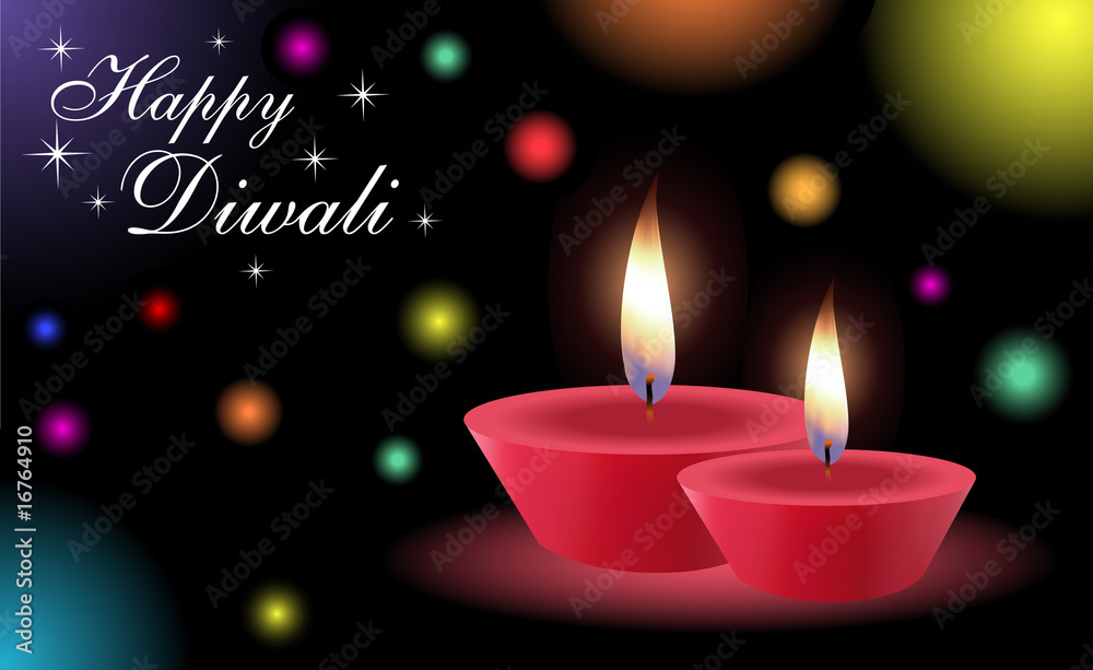 Diwali Greetings with Glowing Lamps Diwali Greetings with Glowing Lamps