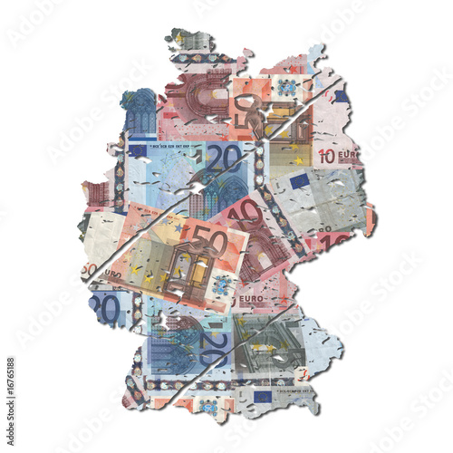 grunge Germany map with euros