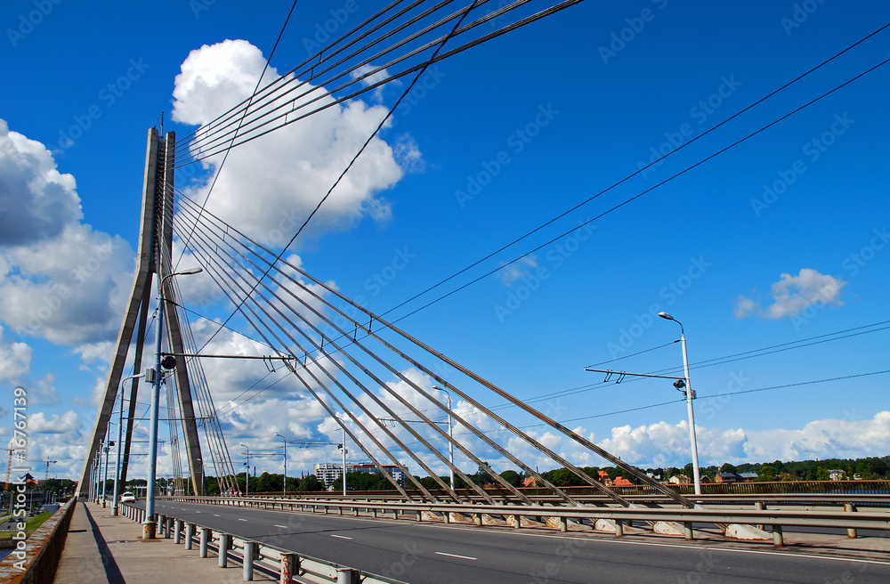 Suspension bridge in Riga