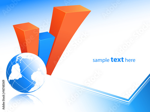 abstract bar graphs with globe and copy space for your text