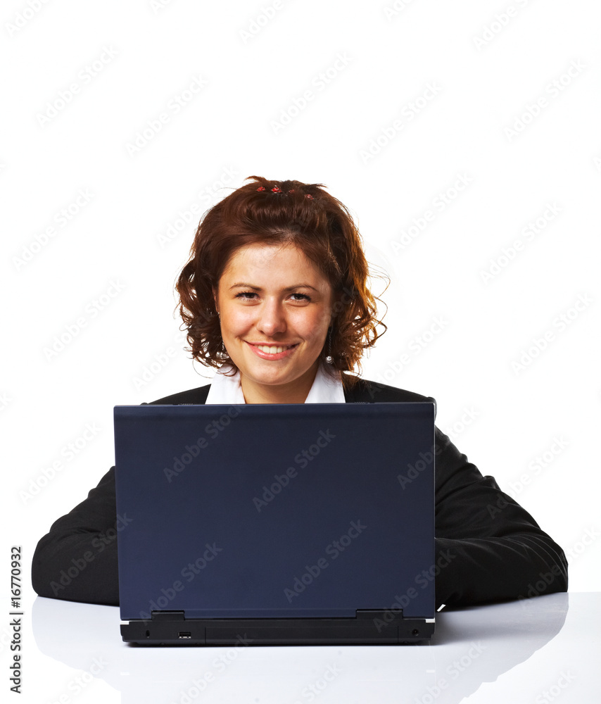 Portrait of a business woman working on a laptop Portrait of a business woman working on a laptop