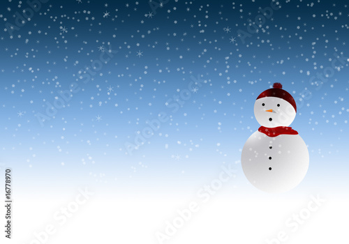 bonhomme de niege dans un paysage de neige © aldegonde le compte