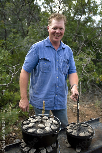 Man with dutch oven photo