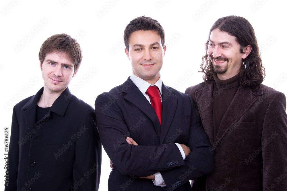 three happy business men together as a team three happy business men together as a team