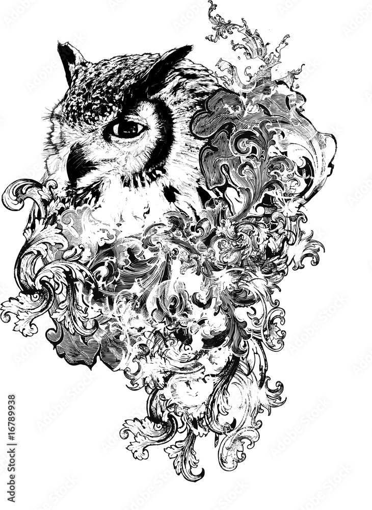 Naklejka premium Floral Owl Illustration
