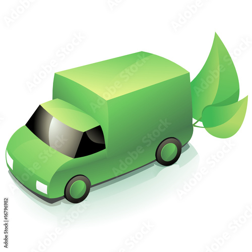 Camionnette verte écologique (reflet)
