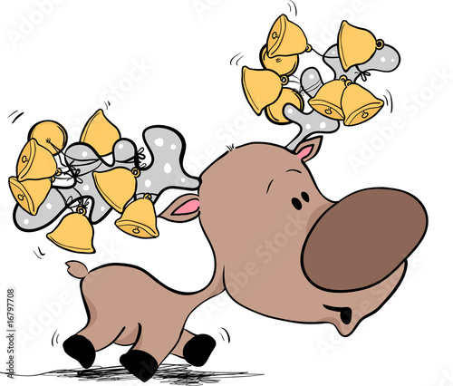 reindeer running with jingle bells