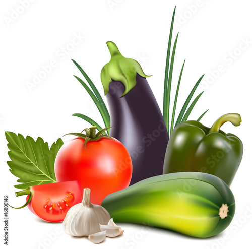 Vector. Colorful fresh group of vegetables.
