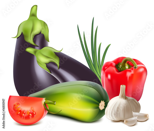 Vector. Colorful fresh group of vegetables.