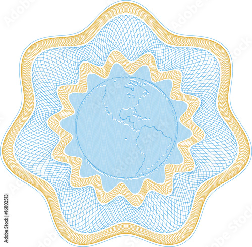 Secured "Guilloche" rosette with embossed globe