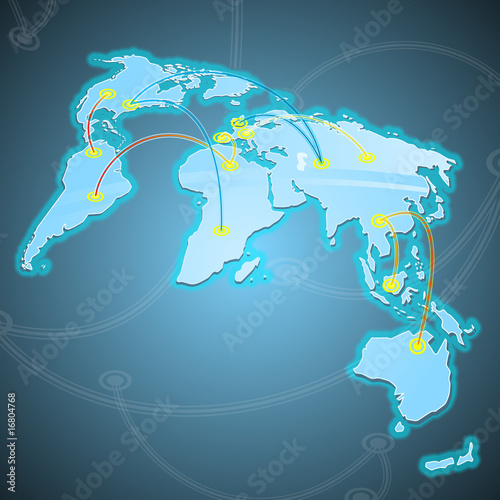 Illustration of some world trades routes.