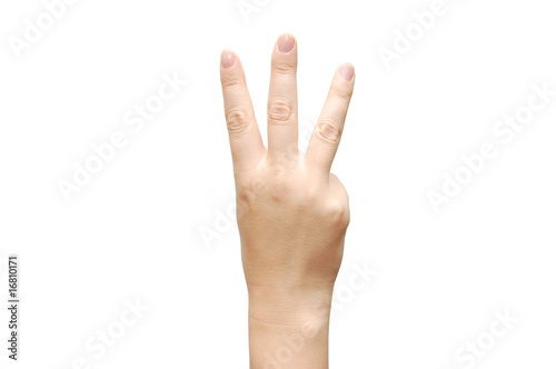 women hand show the number three