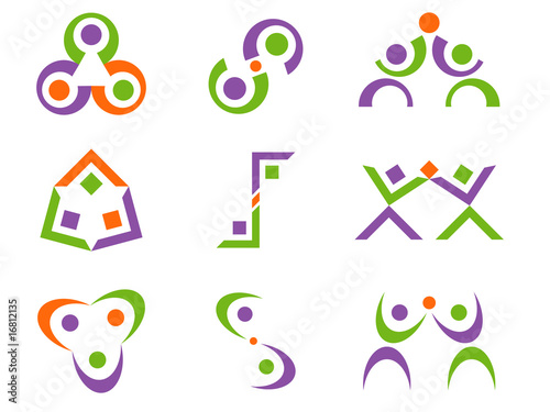 Business People Abstract Vector Logo Design Elements