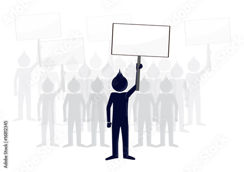 omino 2d che manifesta con la folla