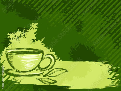 Horizontal grungy green tea background