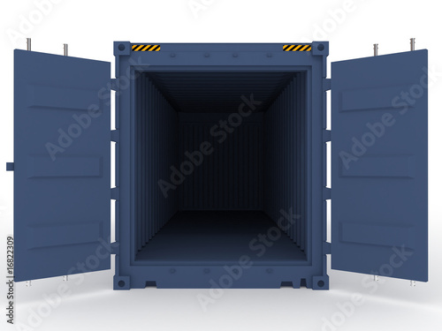 blue open cargo container