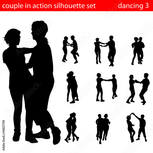 couple in action silhouette set 3