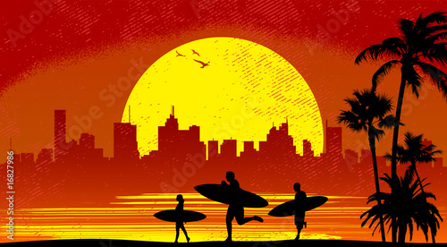 surfer with sunset