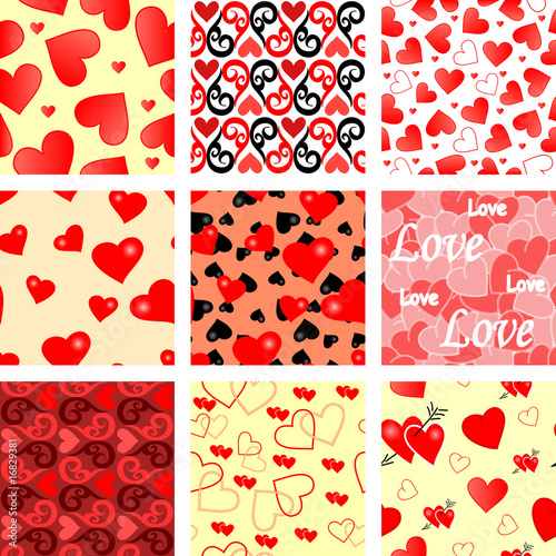Collection of seamless vector wallpaper valentines with hearts