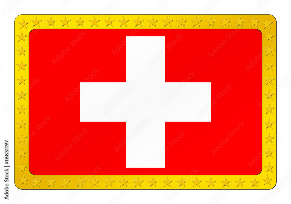 Obraz premium 3D-Button - Schweizer Flagge