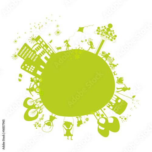 cute green little earth